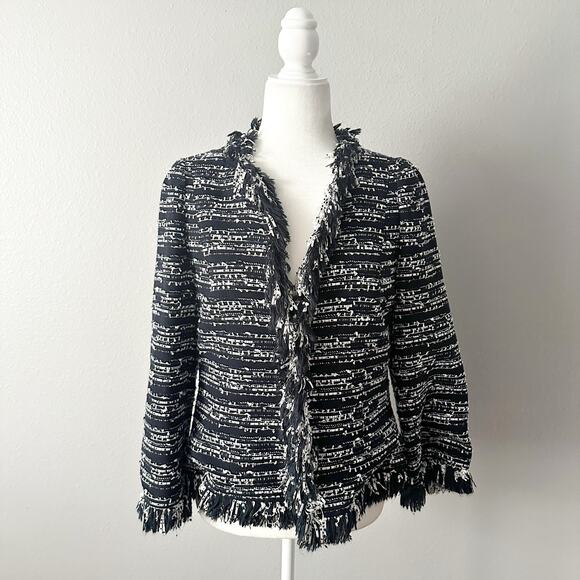 Carlisle Black & White Fringe Blazer Women's Size 16 - Picture 1 of 11